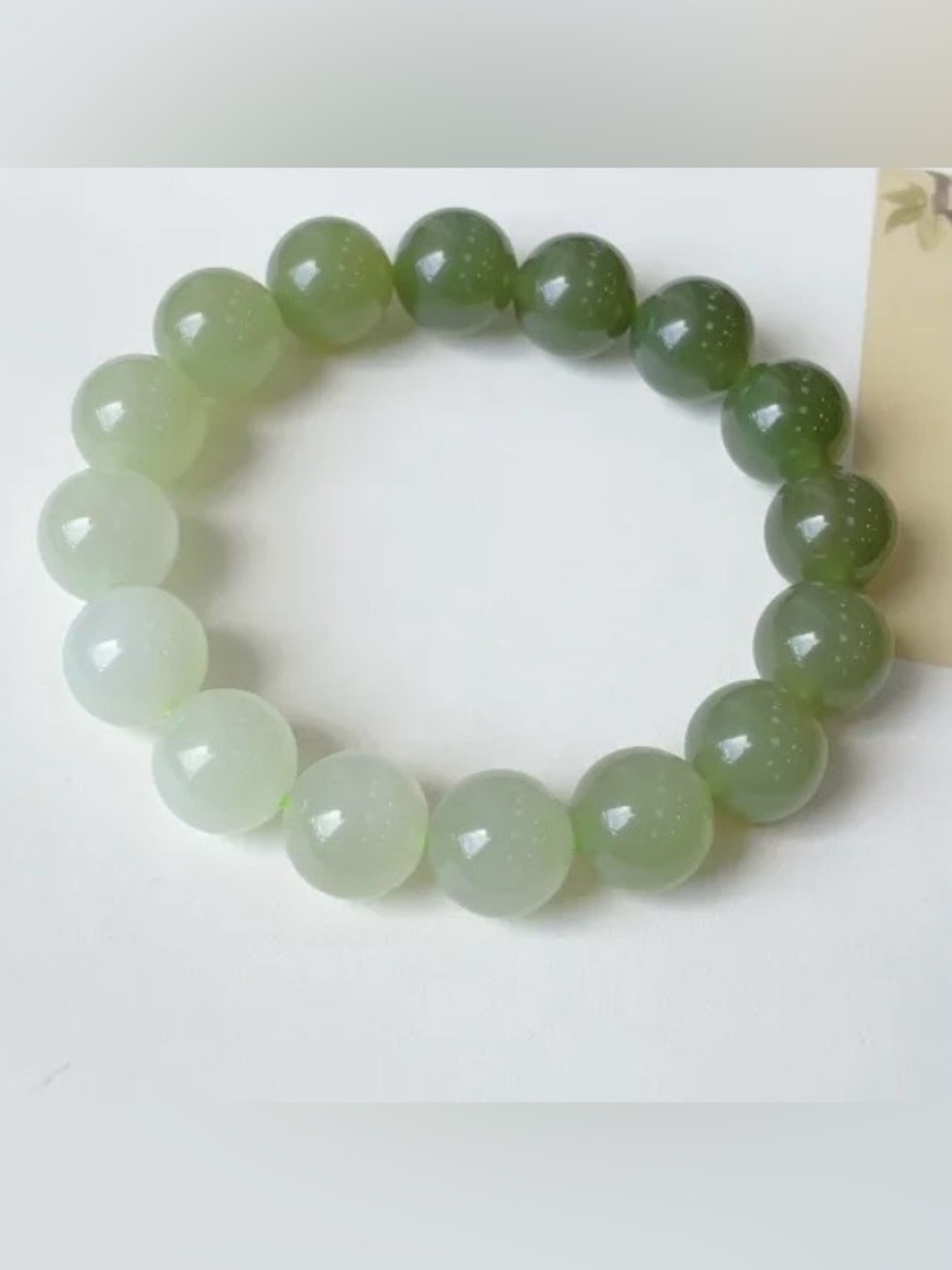 Hetian Jade Bracelet 12mm Beads with Gradient Ombré Effect